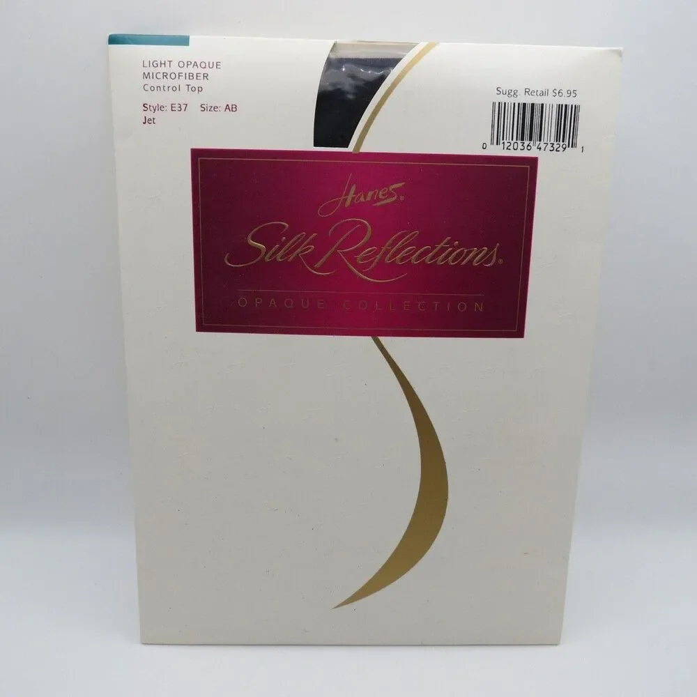 VTG Hanes Silk Reflections E37 Opaque‎ Jet Control Top Support Pantyhose Sz AB